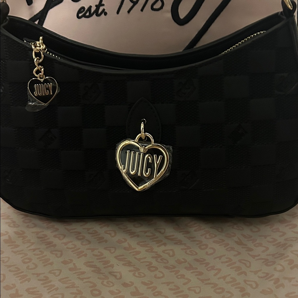Juicy Couture Black Shoulder Bag with Gold Accents
